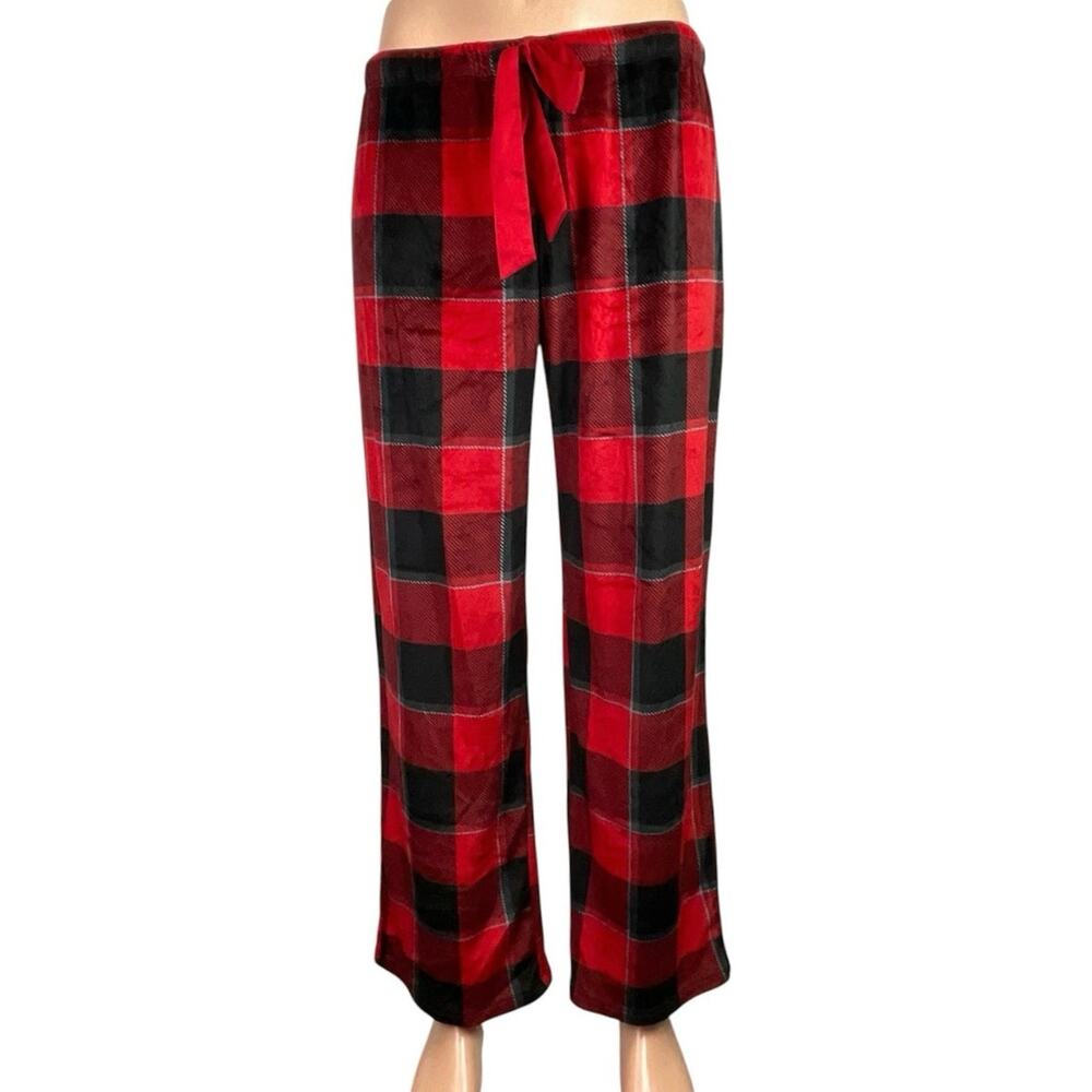 Stars Above Men Red Plaid Flannel Check Drawstring Sleepwear Pajama Pants Size M